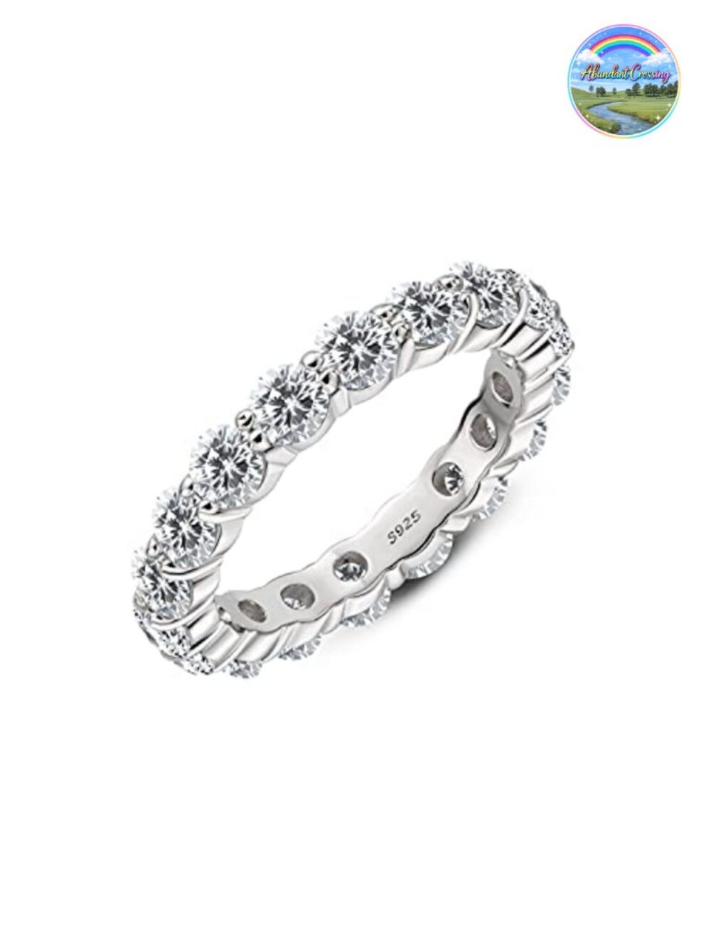 925 Sterling Silver Full Eternity Ring with Cubic Zirconia - Stackable Wedding